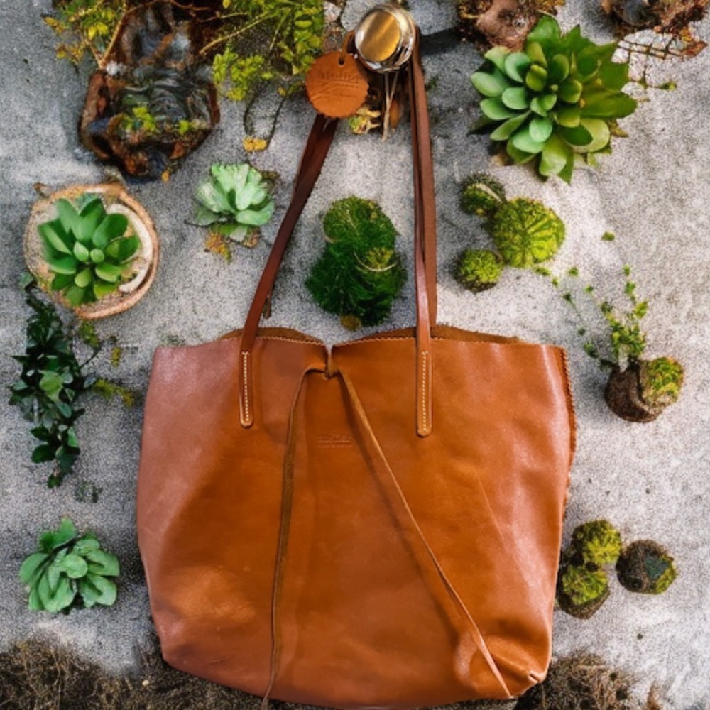 Jack Gomme Atelier GenuineLeather Calm ToteBag Purse -Khaki Made In France RAREā - Picture 6 of 16